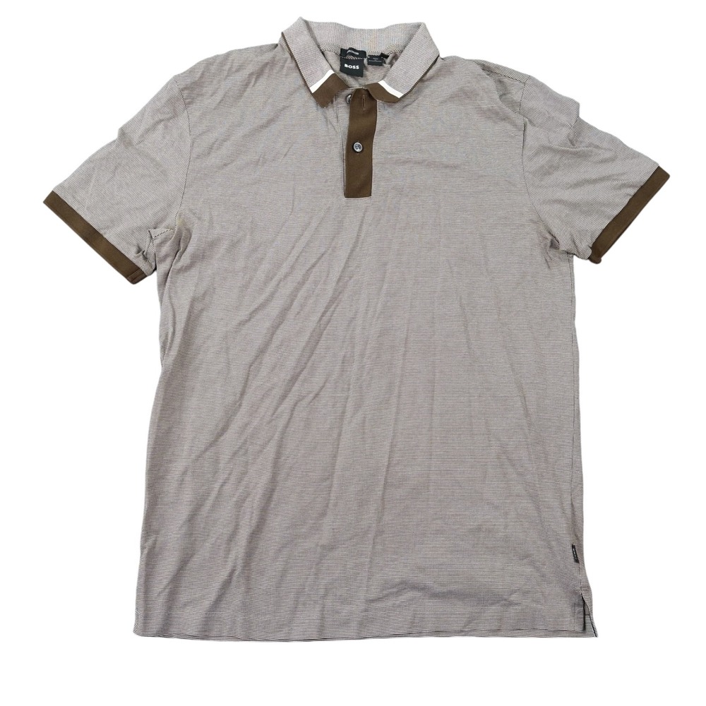 Hugo Boss Mens Mercerised Cotton Brown Polo Shirt Size L
